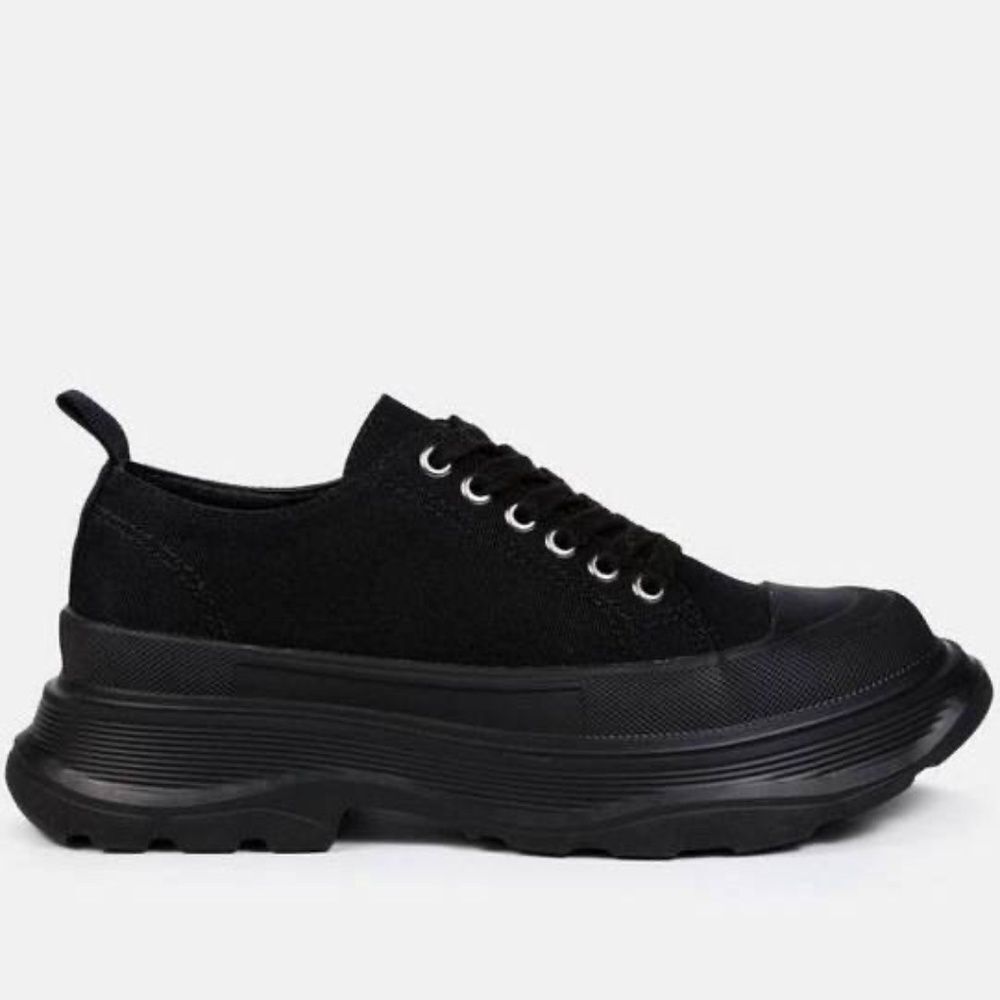 Missguided Black Canvas Bubble Soul Platform Sneakers Sz 6